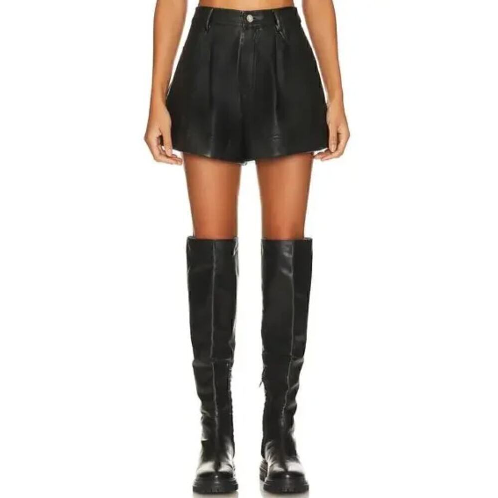 WeWoreWhat Faux Leather Shorts Women's Black Size 24